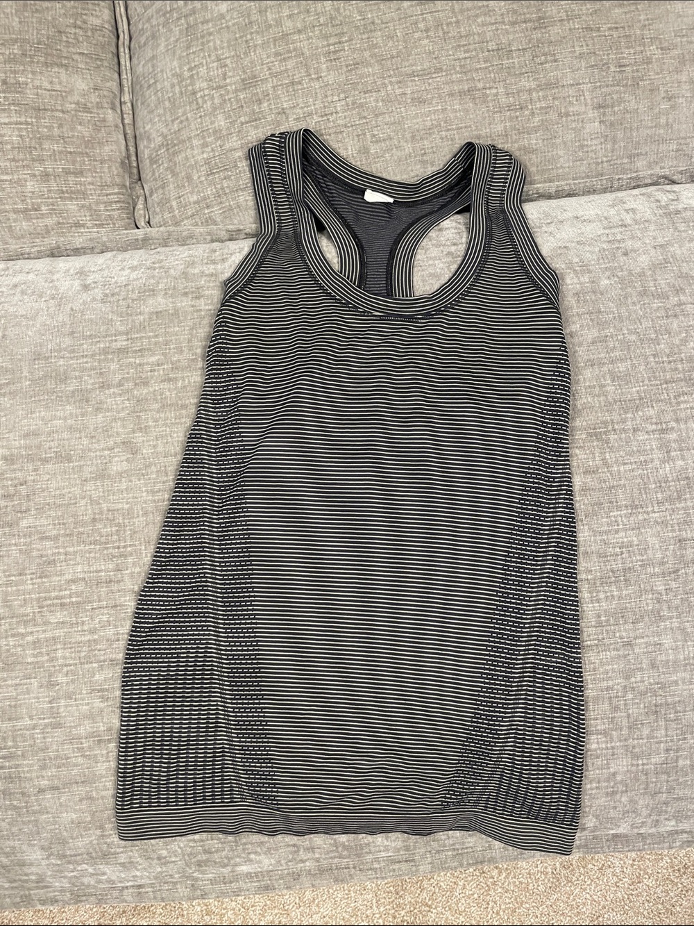 Athleta Tan & White Striped Racerback tank